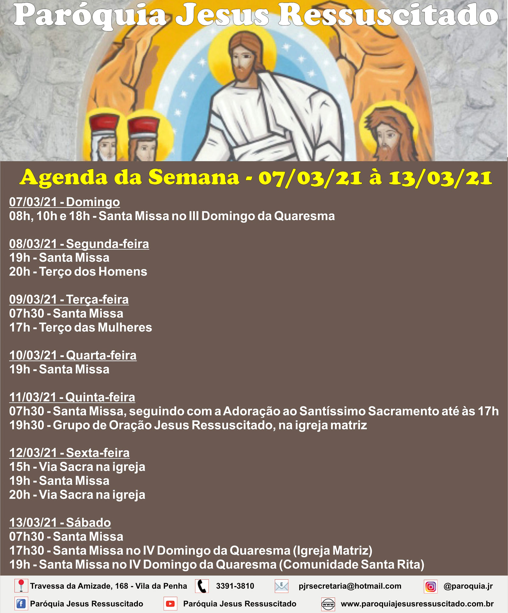 Agenda da Semana - 07/03/2021 até 13/03/2021