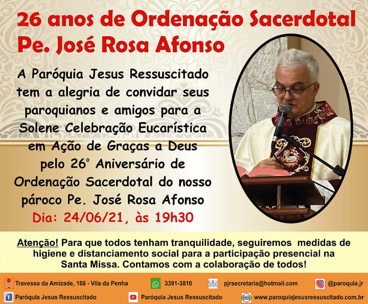 26 Anos de Ordenação Sacerdotal do Pe. José Rosa Afonso