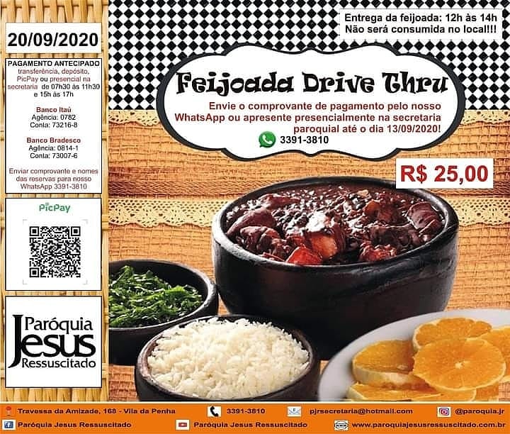 Feijoada Drive Thru do dia 20 de setembro