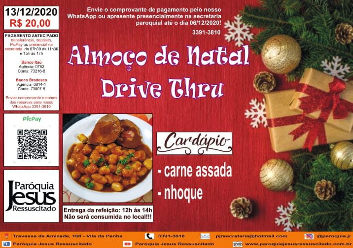 Almoço de Natal Drive Thru. Não percam!