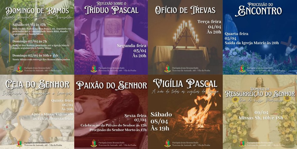 Programação da Semana Santa na Paróquia Jesus Ressuscitado