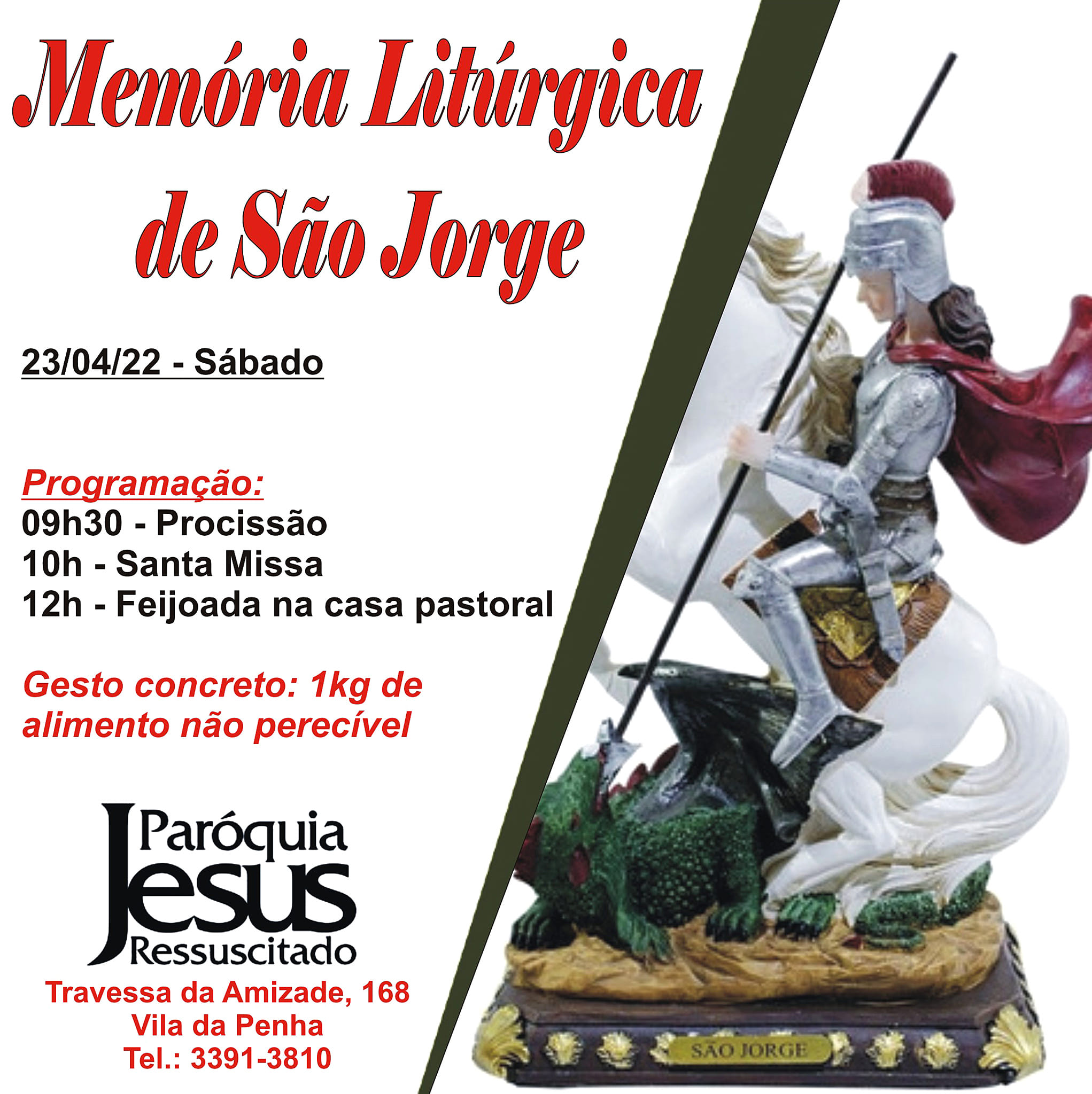 Memória Litúrgica de São Jorge e Feijoada